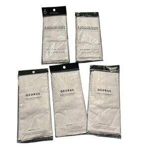 NWT George Fine Handkerchiefs - Lot of 5 Packages - Cotton - White